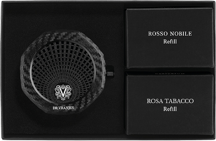 Duftset - Dr. Vranjes Carparfum Rosso Nobile & Rosa Tobacco (Autoparfüm + Refill 2 St.)  — Bild N1