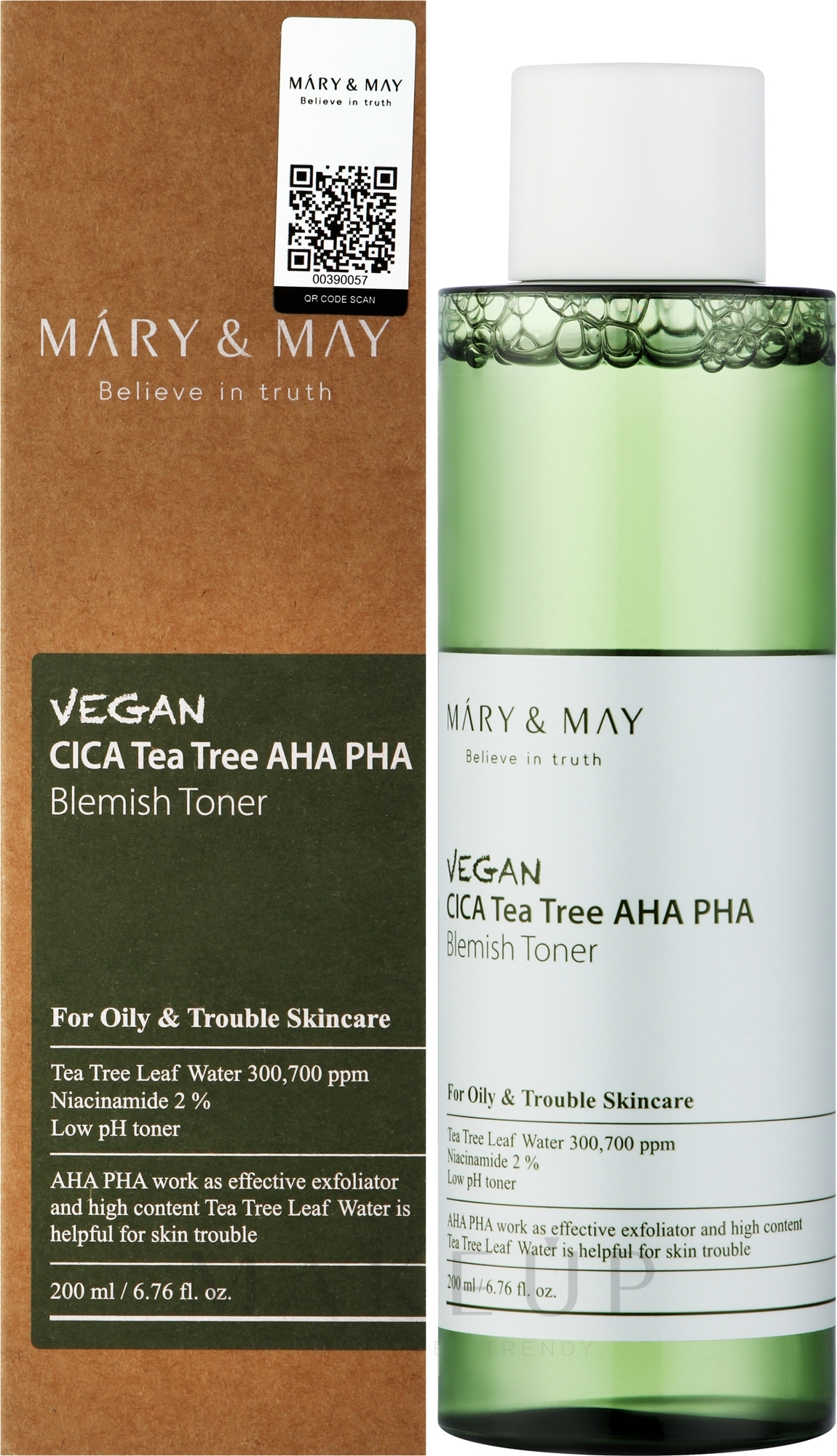 Gesichtstoner mit Centella Asiatica und Teebaum - Mary & May Vegan Cica Tea Tree AHA PHA Toner — Bild 200 ml