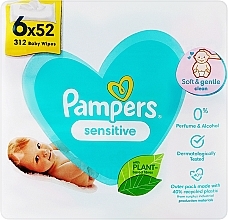 Kinder-Feuchttücher Sensitive 6x52 St. - Pampers — Bild N1
