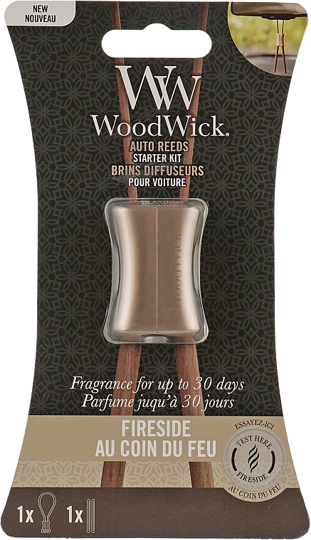 Aroma-Diffusor für das Auto ( Einstiegerset) - Woodwick Fireside Auto Reeds Starter Kit — Bild N1