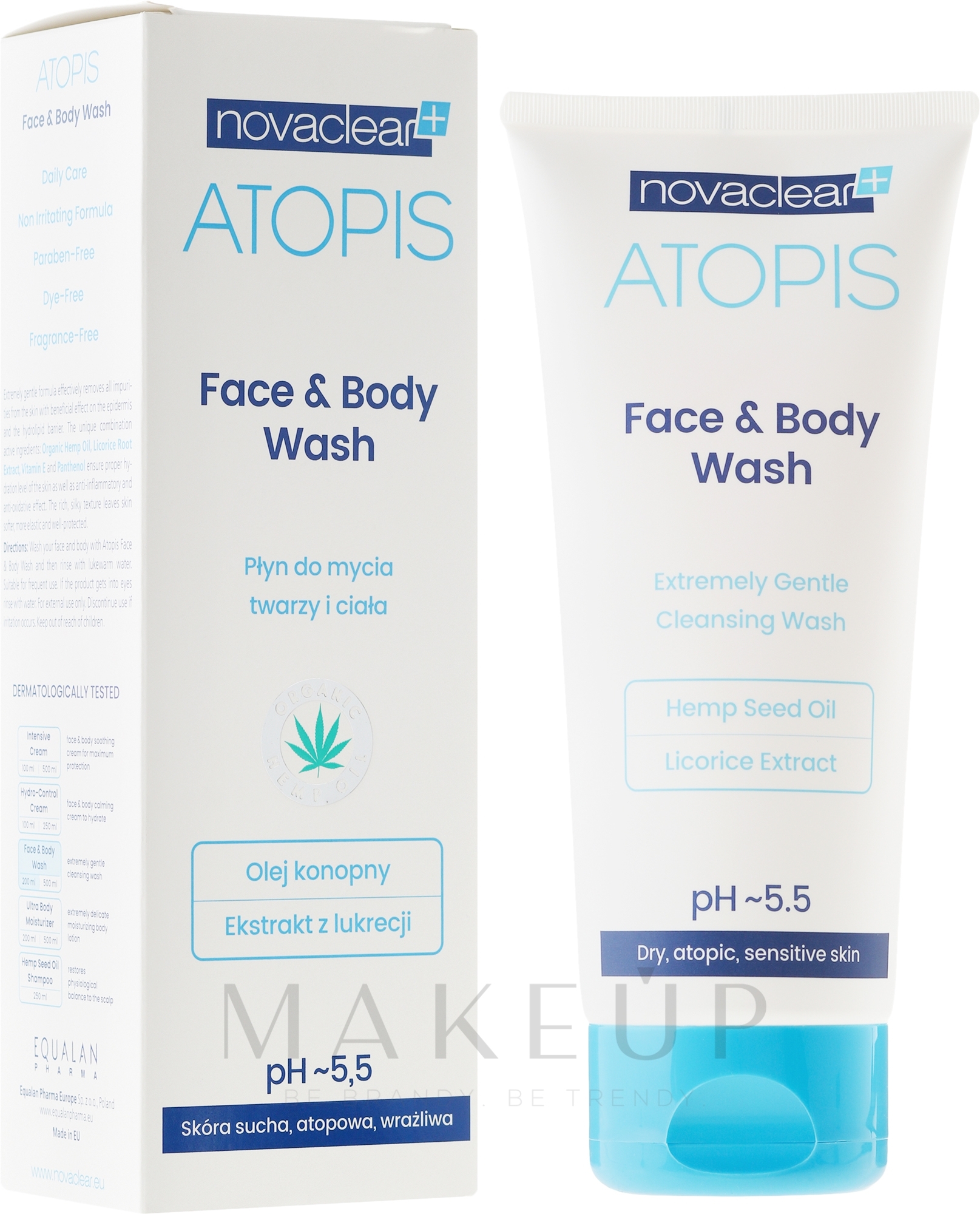 Gesichts- und Körperwaschgel mit Hanfsamenöl und Lakritzextrakt - Novaclear Atopis Face&Body Wash — Bild 200 ml