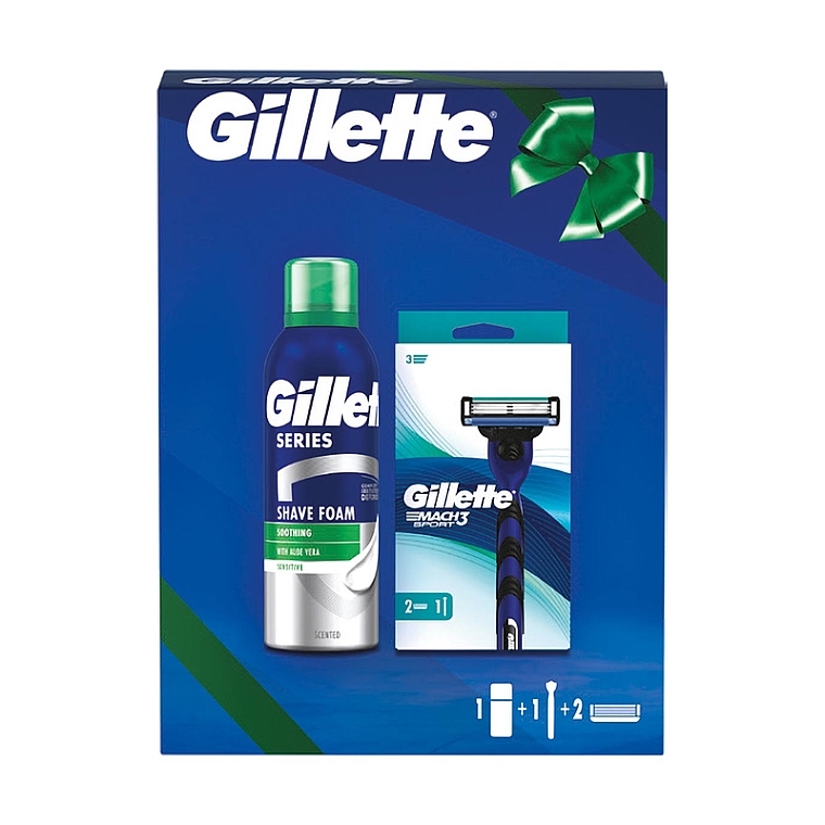 Set - Gillette Mach3 Sport (Rasierer/1 St. + Klingen/2 St. + Rasierschaum/200 ml) — Bild N1