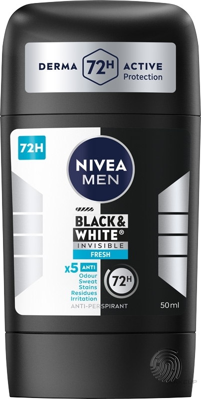 Deostick Antitranspirant für Männer - Nivea Men Black & White Invisible Fresh 48H Antiperspirant Stick — Bild 50 ml