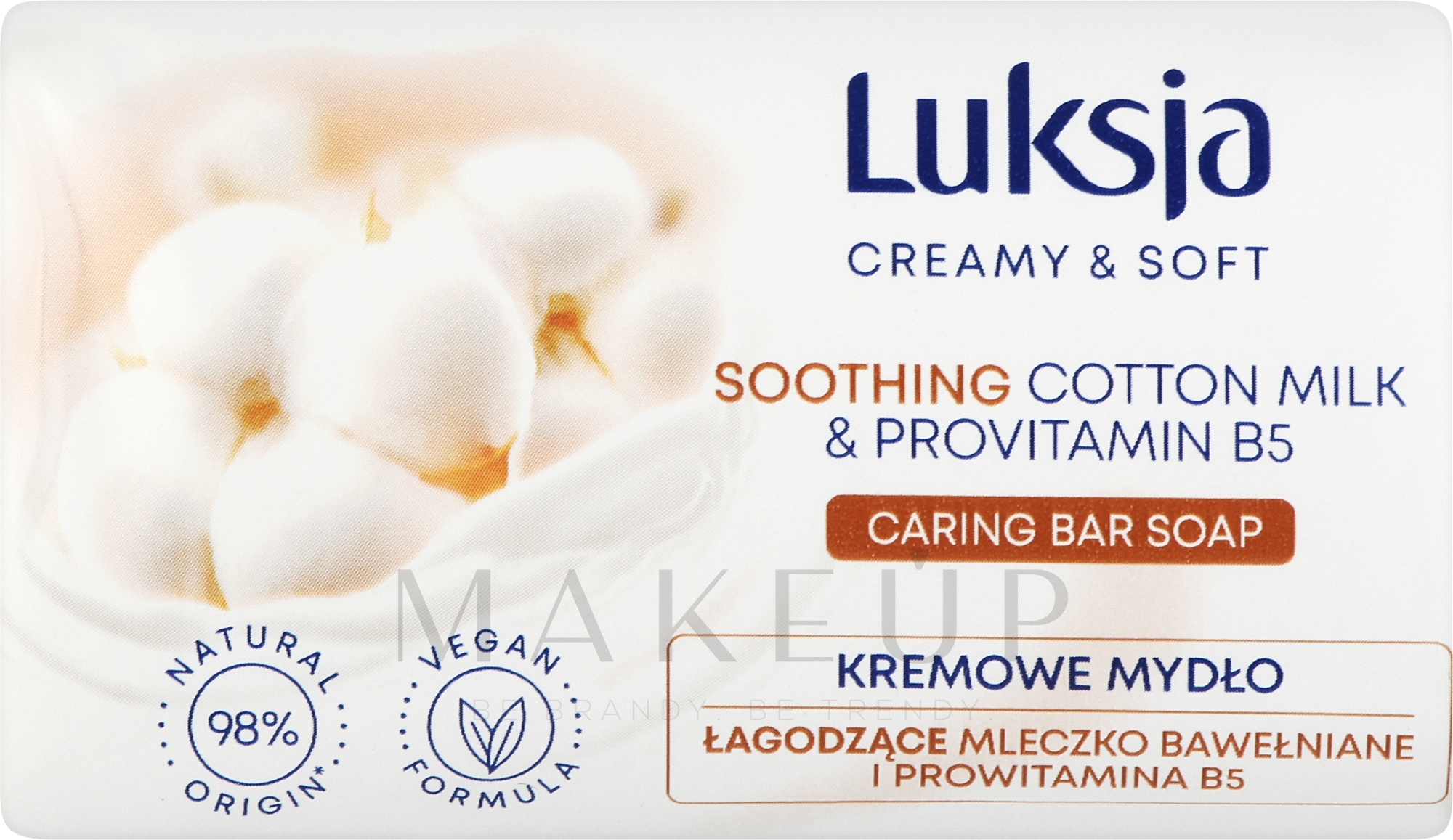 Cremeseife mit Pflegekomplex - Luksja Creamy & Soft Soothing Cotton Milk & Provitamin B5 Caring Hand Wash — Bild 90 g