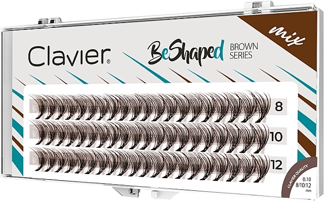 Künstliche Wimpern braun 8, 10, 12 mm C-Kurve 10D - Clavier BeShaped Brown Series Mix  — Bild N1