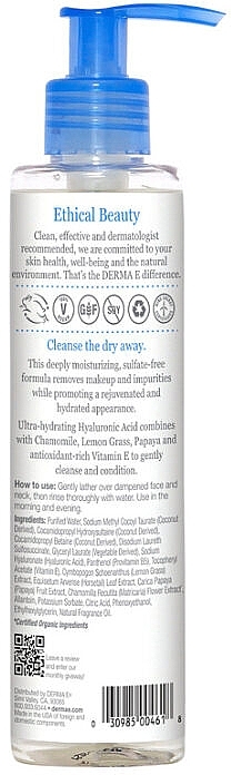 Feuchtigkeitsspendender Gesichtsreiniger mit Hyaluronsäure - Derma E Hydrating Gentle Cleanser — Bild N2