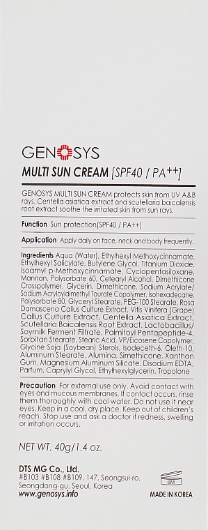 Sonnenschutz-Gesichtscreme - Genosys Multi Sun Cream SPF40 — Bild N3