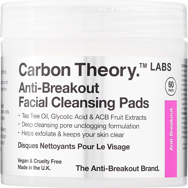 GESCHENK! Reinigungspads mit Teebaumöl für das Gesicht - Carbon Theory Cleansing Pads Tea Tree Oil  — Bild N1