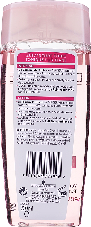 Reinigendes und beruhigendes Gesichtstonikum für alle Hauttypen mit Provitamin B5 - Diadermine Cleansing Tonic All Skin Types — Bild N2