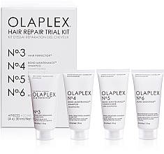 Düfte, Parfümerie und Kosmetik Regenerierendes Haarpflegeset - Olaplex Hair Repair Trial Kit (Shampoo 30ml + Haarspülung 30ml + Haarelixier 30ml + Haarcreme 30ml)