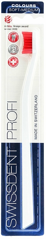 Zahnbürste mittel Profi Colours weiß-rot - SWISSDENT Profi Colours Soft-Medium Toothbrush White&Red — Bild N1