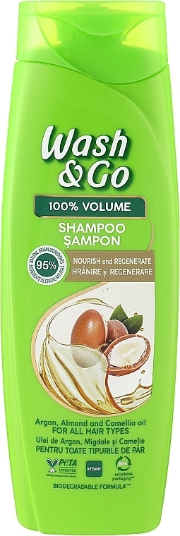 Shampoo mit Argan-, Mandel- und Kamillenöl für alle Haartypen - Wash&Go  — Bild N2