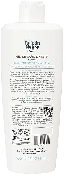 Mizellengel für trockene und raue Haut - Tulipan Negro Micellar For Dry & Rough Skin Body Wash — Bild N1