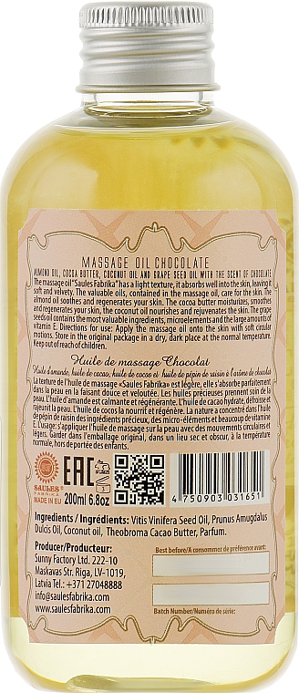 Massageöl Schokolade - Saules Fabrika Massage Oil — Bild N2