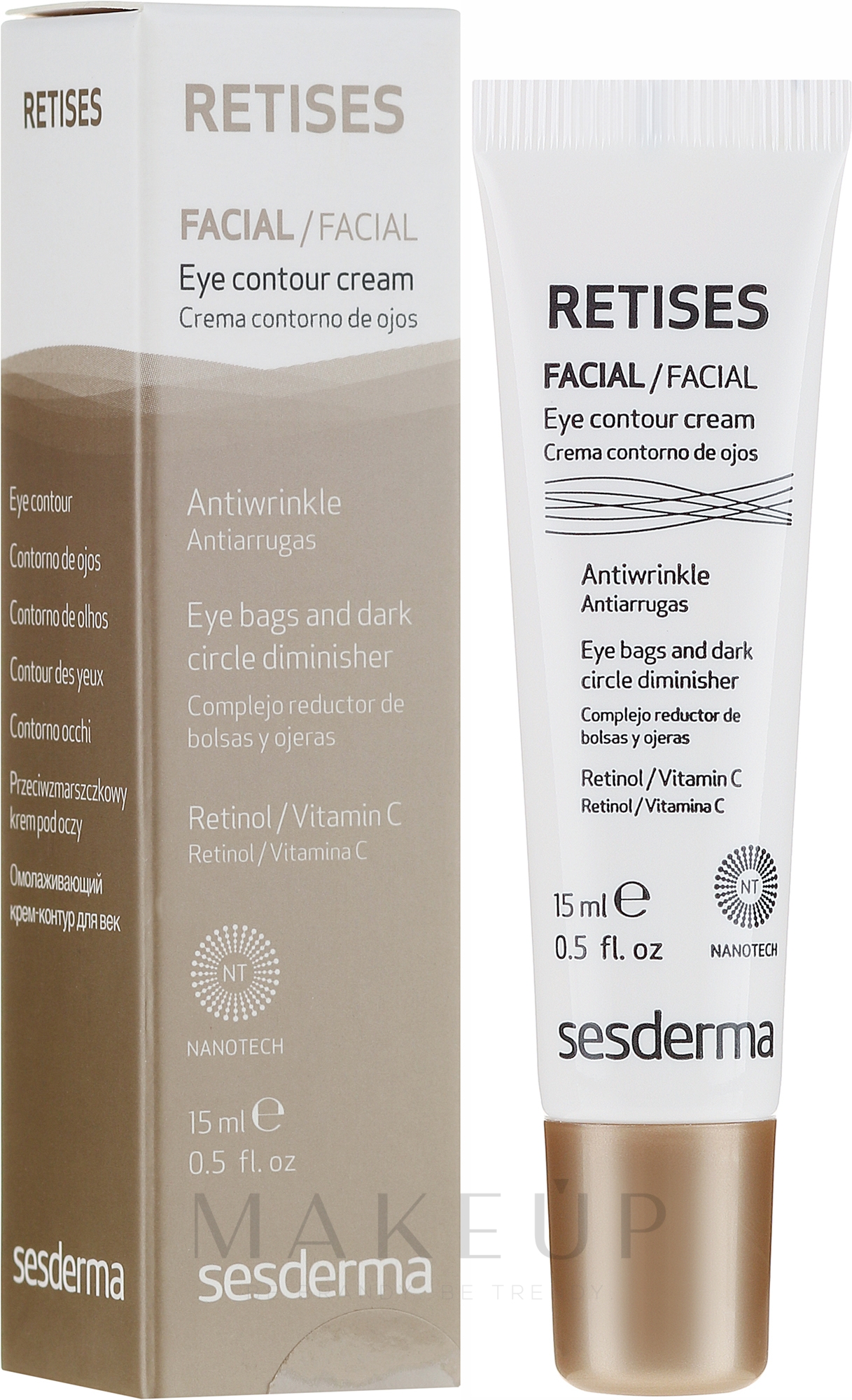 Anti-Falten Augencreme gegen Tränensäcke und Augenringe mit Retinol und Vitamin C - SesDerma Laboratories Retises Eye Contour — Bild 15 ml