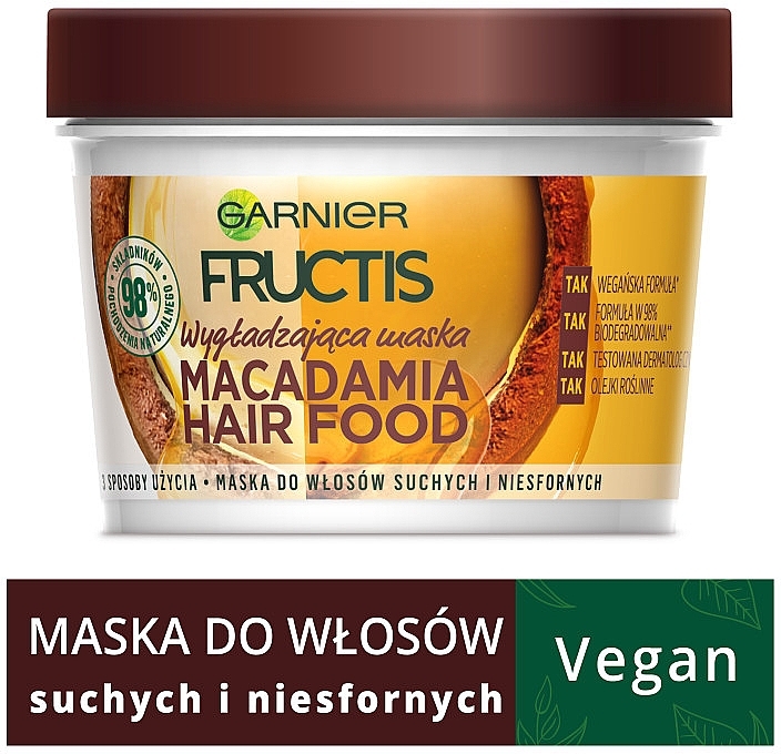 Feuchtigkeitsspendende Maske mit Macadamia für trockenes und widerspenstiges Haar - Garnier Fructis Macadamia Hair Food Mask — Foto N3