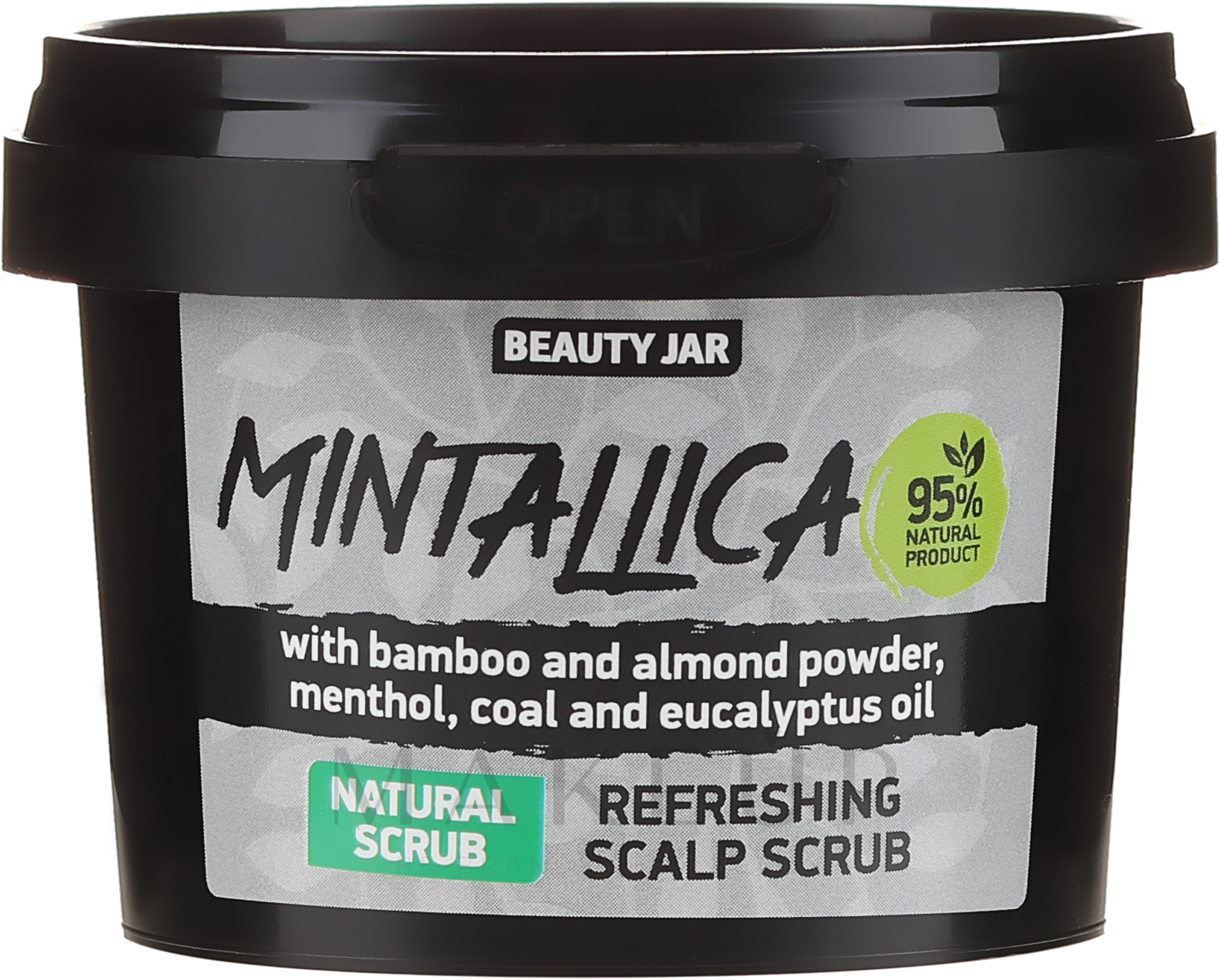 Erfrischendes Kopfhautpeeling mit Bambus- und Mandelpulver, Menthol, Aktivkohle und Eukalyptusöl - Beauty Jar Mintallica Refreshing Scalp Scrub — Foto 100 g