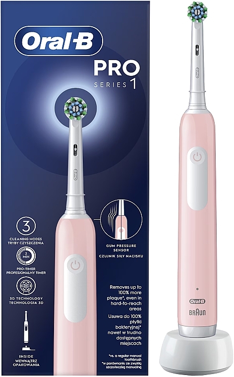 Elektrische Zahnbürste rosa - Oral-B Pro 1 Cross Action Electric Toothbrush Pink — Bild N2