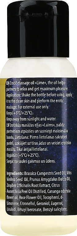 Erotisches Massageöl Limette - Verana Erotic Massage Oil Lime  — Bild N2