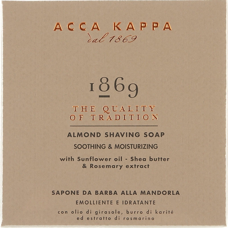 Rasierseife mit Sonnenblumenöl, Sheabutter und Rosmarin-Extrakt (Nachfüller) - Acca Kappa 1869 Soap — Bild N1