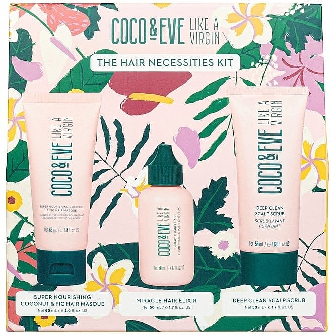 Haarpflegeset - Coco & Eve Hair Necessities Kit (Kopfhaut-Peeling 50ml + Haarmaske 60ml + Haarelixier 50ml)  — Bild N1