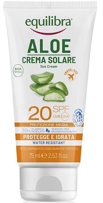 Sonnenschutzcreme mit Aloe Vera - Equilibra Aloe Sun Cream SPF20 — Bild N1