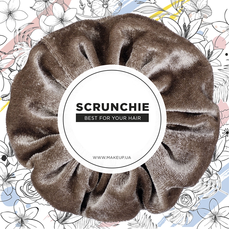 Scrunchie-Haargummi dunkelbeige Velour Classic - MAKEUP Hair Accessories — Bild N1
