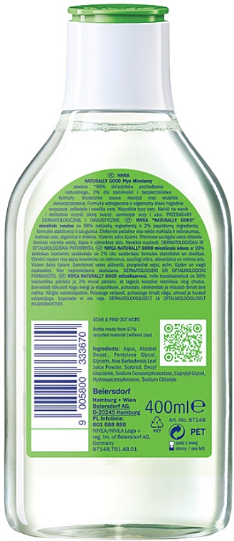 Mizellen-Reinigungswasser mit Aloe Vera - Nivea Naturally Good Micellar Water Organic Aloe Vera — Bild N3