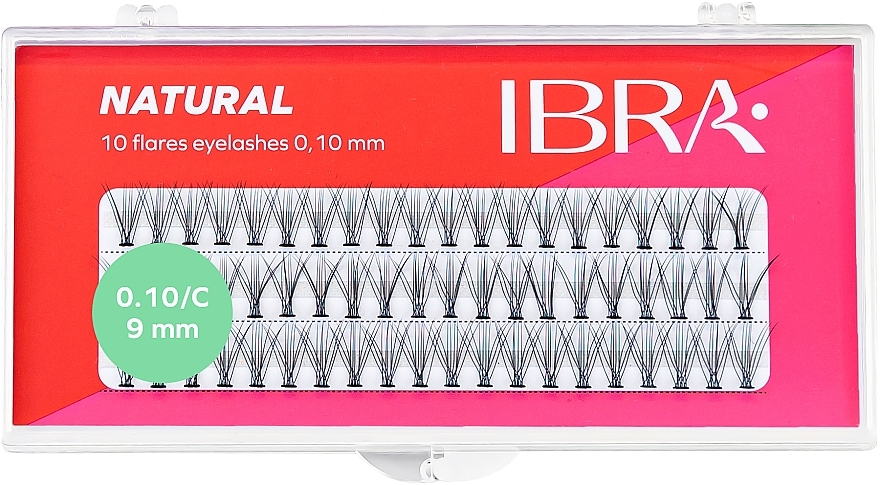 Wimpernbüschel 0.10-C/9 mm - Ibra 10 Flares Eyelash Knot Free Naturals — Bild N1