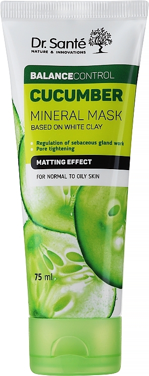 Sebum regulierende Gesichtsmaske mit weißer Tonerde und Gurkenextrakt - Dr. Sante Cucumber Balance Control — Bild N1