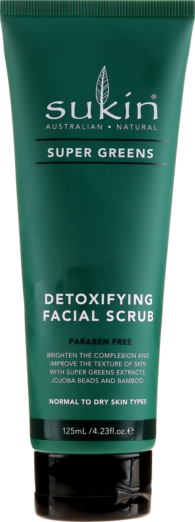 Detox Gesichtspeeling mit Jojobaöl und Bambusextrakt - Sukin Super Greens Detoxifying Facial Scrub — Bild 125 ml