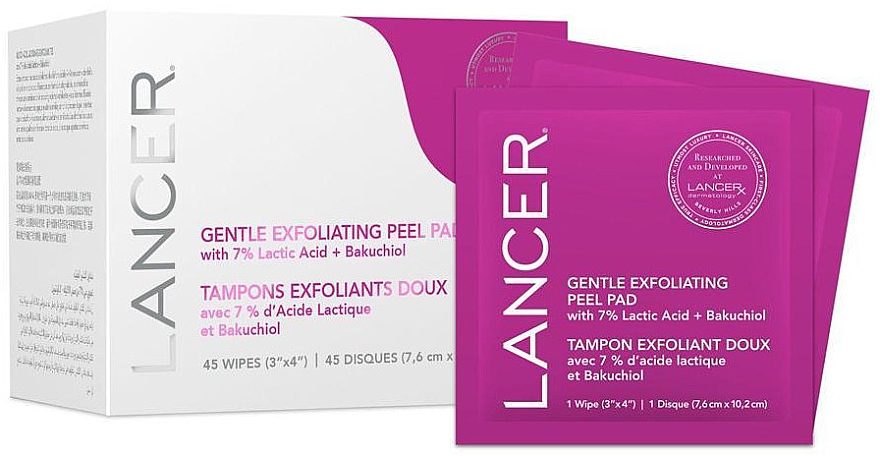 Sanfte Peeling-Pads - Lancer Gentle Exfoliating Peel Pads with 7% Lactic Acid Bakuchiol — Bild N1