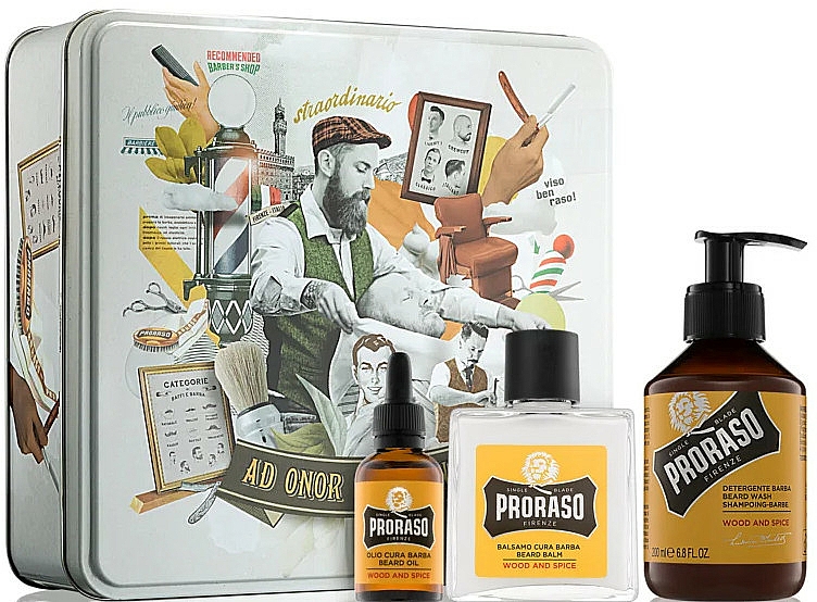 Rasiereset (Rasierbalsam 100ml + Shampoo 200ml + Rasieröl 30ml) - Proraso Wood & Spice Beard Kit — Bild N1
