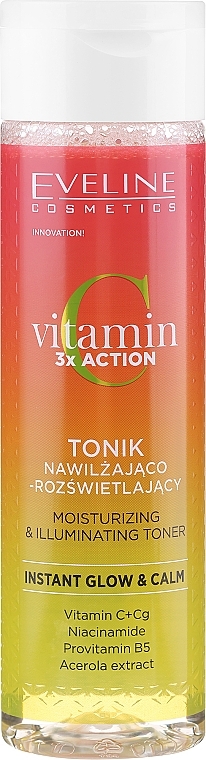 Feuchtigkeitsspendendes und aufhellendes Tonikum - Eveline Cosmetics Vitamin C 3x Action Moisturizing and Illuminating Toner — Bild N1