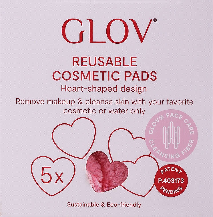Wiederverwendbare weiche Abschminkpads 5 St. rosa - Glov Reusable Cosmetic Heart-Shaped Design  — Bild N2