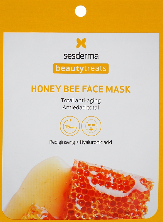 Anti-Aging Tuchmaske mit rotem Ginseng und Hyaluronsäure - SesDerma Laboratories Beauty Treats Honey Bee Face Mask — Bild N1