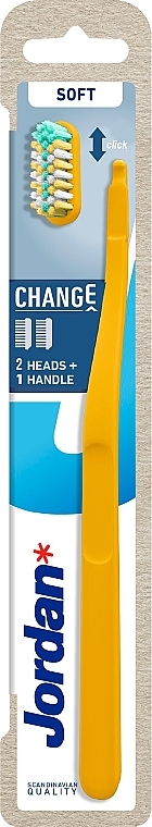 Zahnbürste weich mit 2 Ersatzbürstenköpfen gelb - Jordan Change Soft — Bild N1