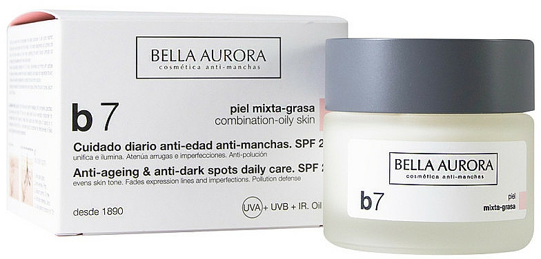 Straffende Depigmentierungscreme für fettige Mischhaut - Bella Aurora B7 Combination/Oily Skin Daily Anti-Dark Spot Care — Bild N1