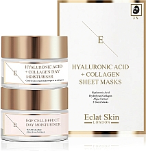 Düfte, Parfümerie und Kosmetik Gesichtspflegeset - Eclat Skin London Hyaluronic Acid + Collagen Giftset (Tagescreme 2x50ml + Tuchmaske 3St.)