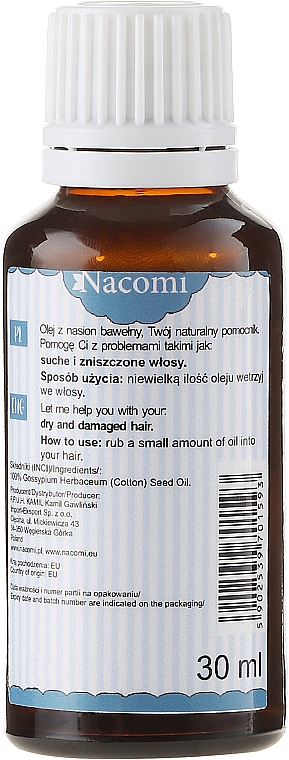 Haaröl mit Baumwollsamen - Nacomi Natural — Bild N2