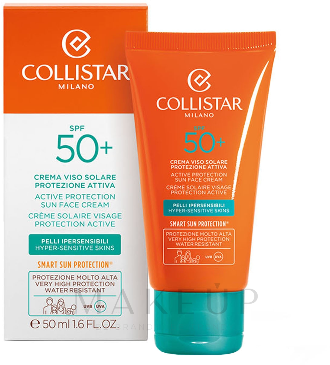 Aktiv schützende Sonnencreme für das Gesicht SPF 50+ - Collistar Active Protection Sun Face Cream SPF 50+ — Bild 50 ml