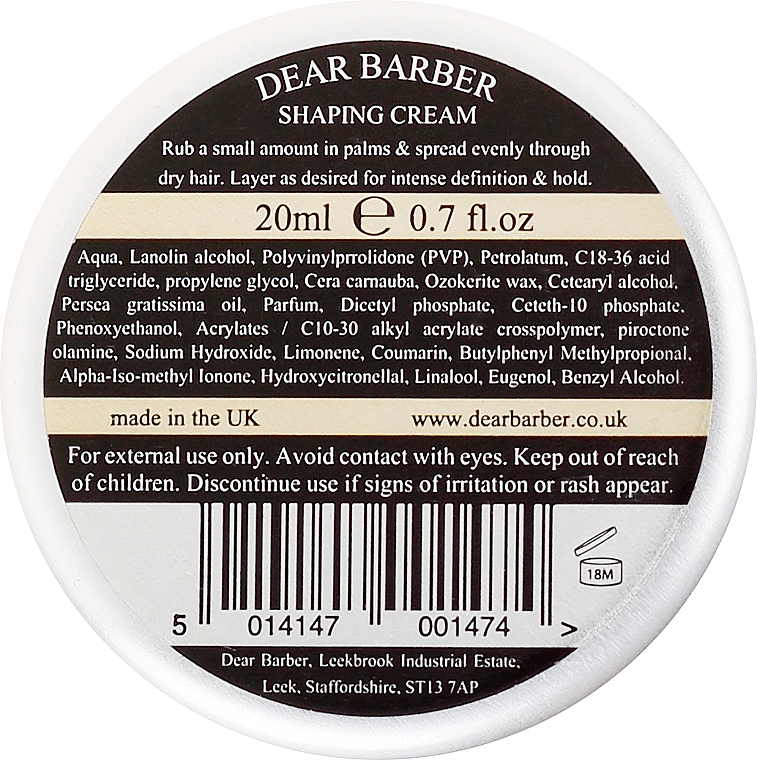 Haar- und Bartpflegeset - Dear Barber Mini Styling Collection (Haarstyling-Wachs 20ml + Haarpaste mit Matteffekt 20ml + Haarpomade 20ml + Glättende Haarcreme 20ml) — Bild N8