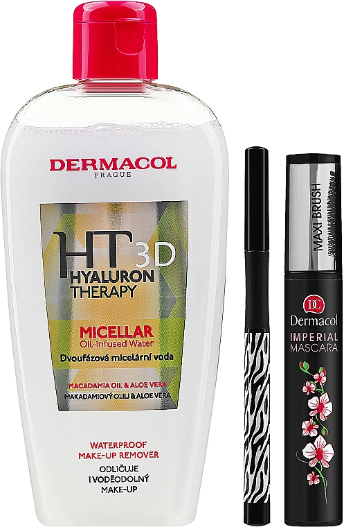 Dermacol Imperial (Mizellenwasser 200ml + Mascara 13ml + Eyeliner-Marker 1ml + Kosmetiktasche) - Make-up Set — Bild N1