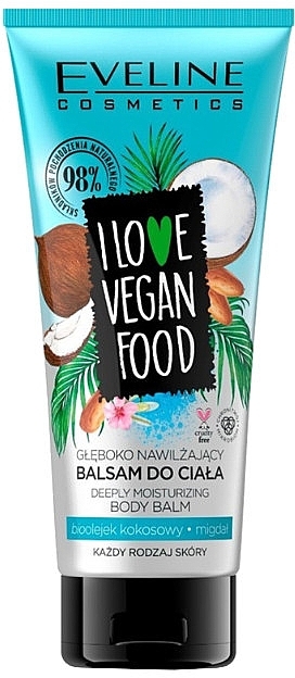 Feuchtigkeitsspendender Körperbalsam mit Kokosnuss- und Mandelextrakt - Eveline I Love Vegan Food Body Balm