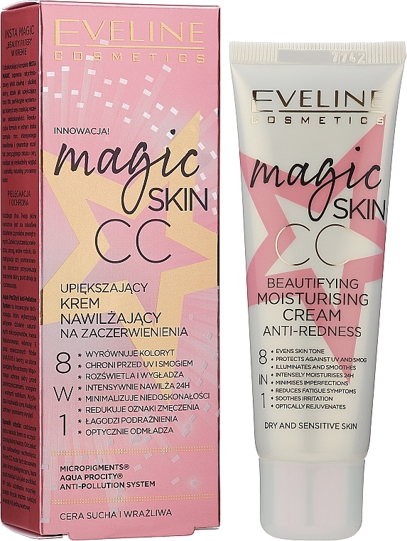 8in1 CC Creme gegen Hautrötungen mit Schutz vor Umwelteinflüssen - Eveline Cosmetics Magic Skin CC Moisturising Cream Anti-Redness — Bild N3