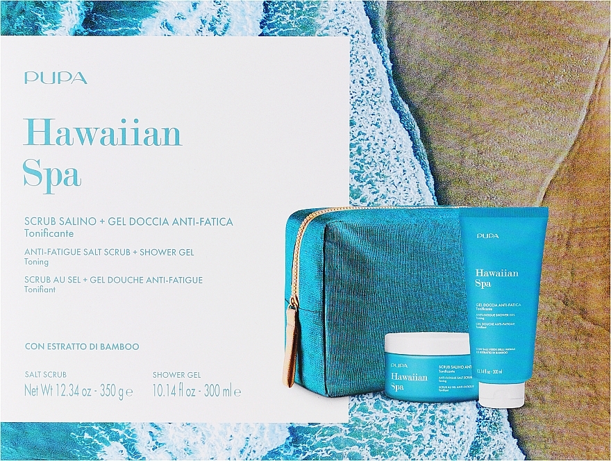 Körperpflegeset - Pupa Hawaiian Spa Kit 1 (Körperpeeling 350g + Duschgel 300ml + Kosmetiktasche) — Bild N1