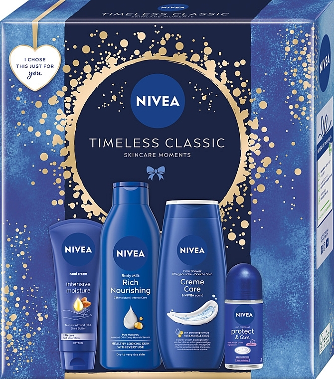 Körperpflegeset - NIVEA Timeless Classic (Duschgel 250ml + Körpermilch 250ml + Handcreme 100ml + Deodorant 50ml) — Bild N1