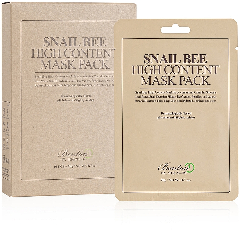 Gesichtsmaske mit Schneckenschleim und Bienengift - Benton Snail Bee High Content Mask Pack — Bild N2