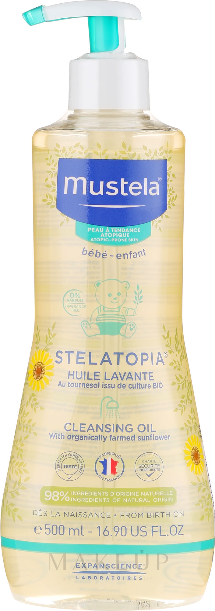 Reinigungsöl für Babys mit Bio Sonnenblumenextrakt - Mustela Sunflower Cleansing Oil — Bild 500 ml