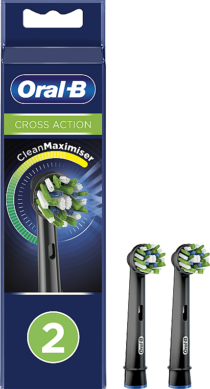 GESCHENK! Ersatzkopf für elektrische Zahnbürste 2 St. - Oral-B Cross Action Black Power Toothbrush Refill Heads — Bild N1